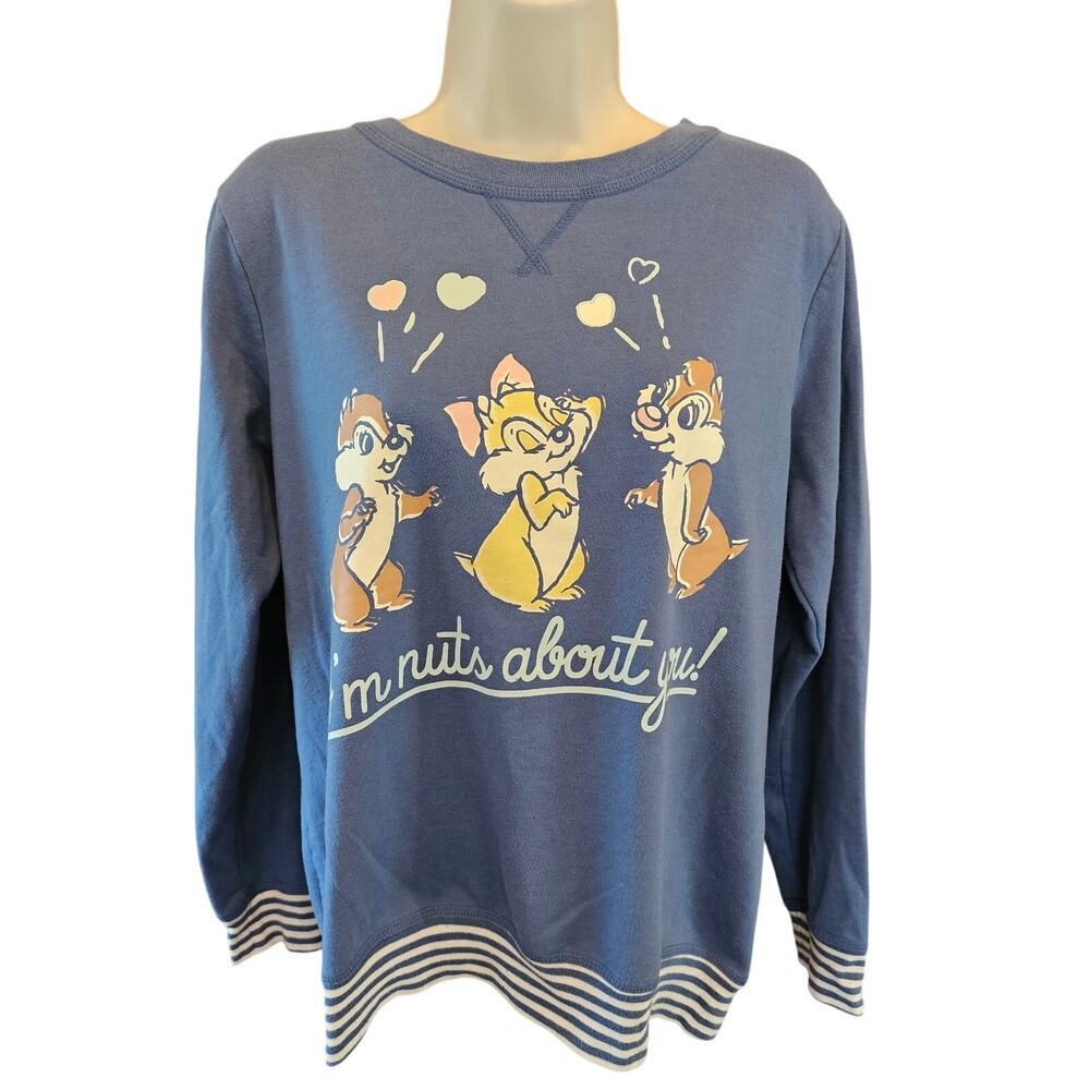 Im nuts about you Disney L sleepwear sweater pullover chip & dale nostalgia top